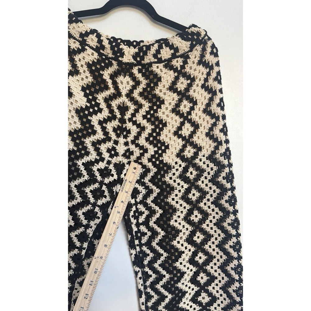 Sandro Henrik Geometric Crochet Wide Leg Pants 40 Coastal Boho Chic Resort - Picture 7 of 14